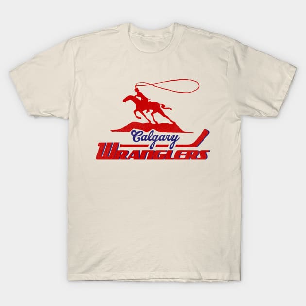 Defunct Calgary Wranglers Hockey Team T-Shirt by Defunctland